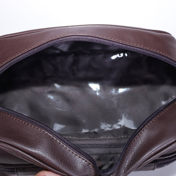 Perry Ellis Portfolio Dome Toiletry Faux Leather Travel Bag - Brown - NWT - Picture 7 of 11